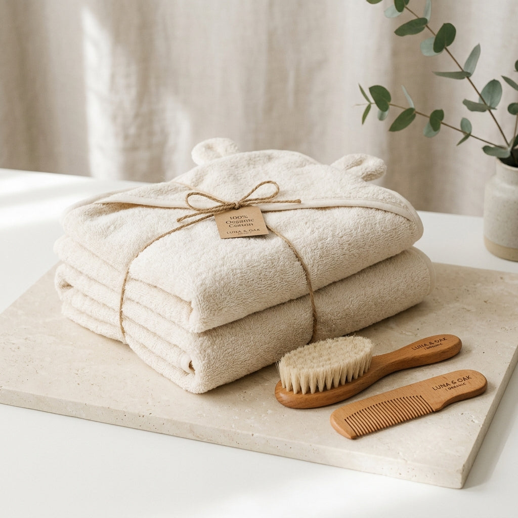 Organic Hooded Bath Towel & Brush